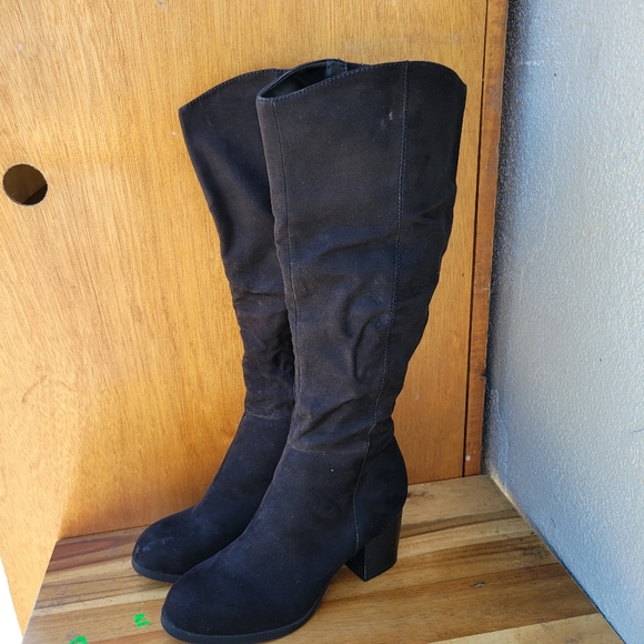 Old Navy Tall Sued Boot Black Jack Size 8 - Picture 2 of 16